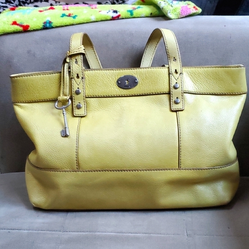 Fossil Y2K yellow vintage tote bag